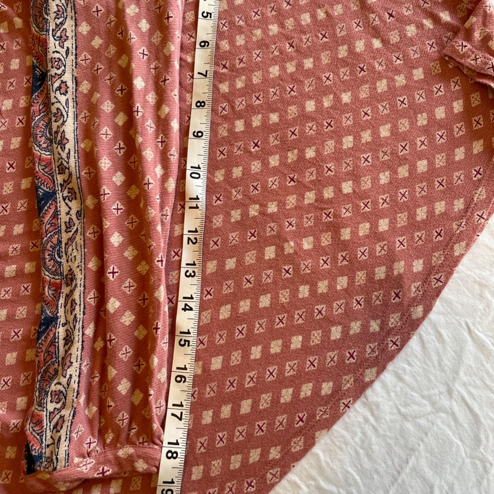 Lucky Brand dusty rose and blue peasant smock top, side medium - Picture 14 of 15